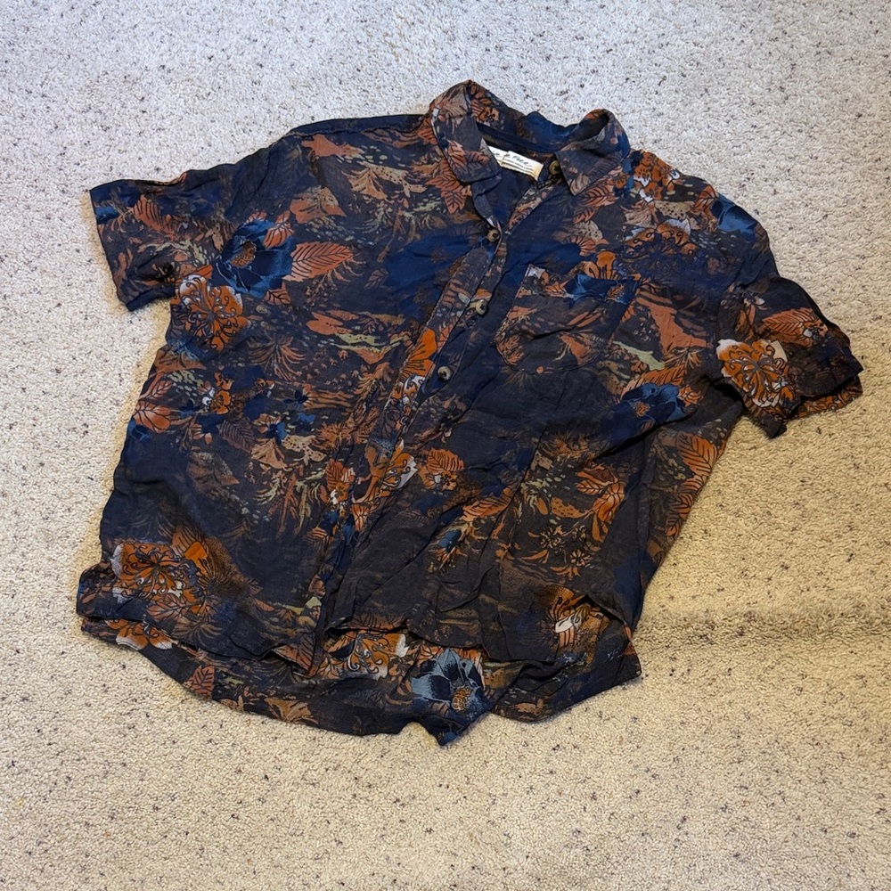 Free People Women’s Casual patterned Shirt - Navy and Rust